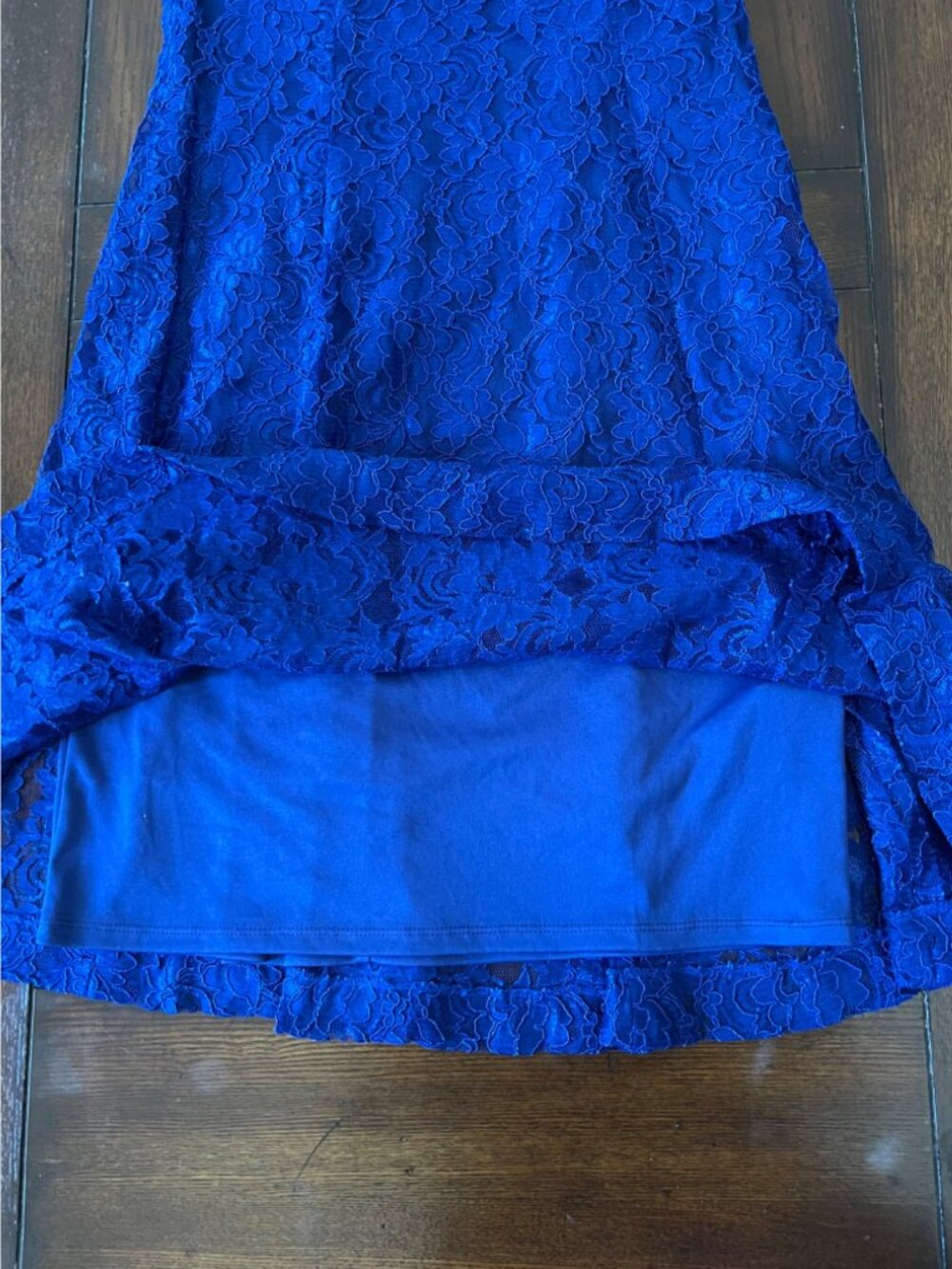 Lauren Ralph Lauren Evening Blue Lace Lined Cocktail Dress Date Open Back 8 - Picture 12 of 13